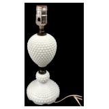 White Milk Glass Hobnail Table Lamp, 13" H