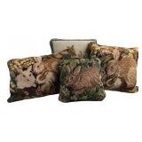Set of Four Rabbit Motif Needlepoint Pillows