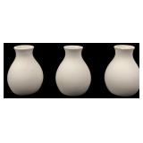 Set of Three Miniature White Earthenware Vases