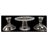 Pair Clear Glass Beaded Candlesticks