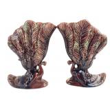 Royal Haeger R712 Peacock Feather Vases, Pr.