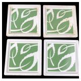 ORE Set of 4 Green Leaf Ceramic Coasters