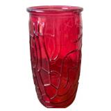 Ruby Red Pressed Glass Cylinder Vase