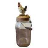 Glass Canister Jar with Decorative Rooster Lid