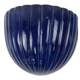 Cobalt Blue Ceramic Ribbed Wall Pocket 13"L