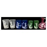 Mary Gregory Style Enamel Glassware Set