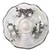 Silver Deposit Glass Pedestal Bowl, 6 3/4" Dia.