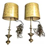 Pair of Vintage Brass Tone Swag Lamps