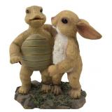 Painted Resin Tortoise & Hare Figurine