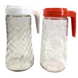Tang Brand & Floral Glass Juice Pitchers