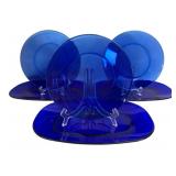 Set of 6 Cobalt Blue Glass Plates & Platters