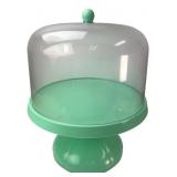 Mint Green Plastic Rotating Cake Stand & Dome