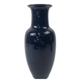 Japanese Blue Glazed Ceramic Vase, 10 in.
