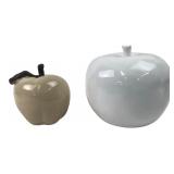 Pair of Glazed Ceramic Apple Figurines