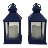 Pair of Blue Battery Operated LED Lanterns