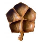 Carved Wood Leaf Divided Serving Tray