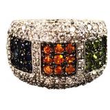 Sterling Silver Multicolor Stone Ring Size 8