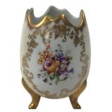 French Porcelain Hand-Painted Egg Vase