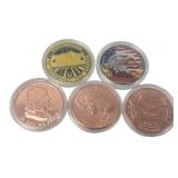 Five Assorted Copper & Commemorative Coins