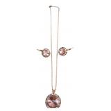 Pink Crystal Necklace & Earring Set