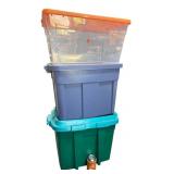 Three Plastic Storage Bins Sterilite Rubbermaid