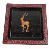 Ceramic Christmas Reindeer Square Plate 9"