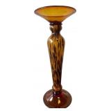 Tall Amber Art Glass Pedestal Bowl