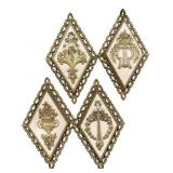 Homco Set of 4 Gold Diamond Wall Plaques