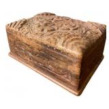 Carved Wood Box with Sliding Panel Lock