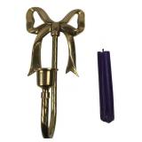 Brass Bow Wall Sconce Candle Holder, 8" H