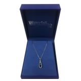 Waterfall Jewelers Blue Gemstone Halo Necklace