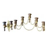 Two Wood & Metal Wall Sconce Candle Holders