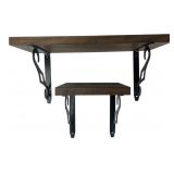 Pair of Wood Wall Shelves with Metal Brackets