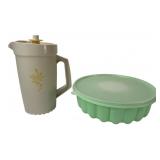 Tupperware Pitcher 9"H & Fluted Bowl 9" Dia