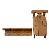 Decorative Wooden Sled & Oak Wall Rack