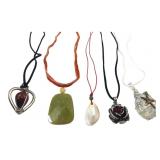 5 Assorted Pendant Necklaces One Sterling