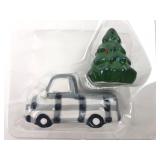 Holiday Plaid Truck & Tree Salt & Pepper Shakers