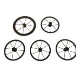 5 Vintage Metal Spoke Toy Wheels