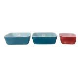 Pyrex Blue & Red Refrigerator Dishes