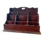 Wooden Heart Cutout Desk Organizer Letter Holder