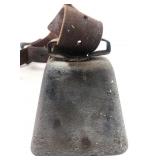 Vtg Cow Bell With Leather Strap