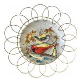 Decorative Bird Plate in Wire Frame 11x11"