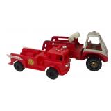 Pair of Gabriel Plastic Toy Fire Trucks