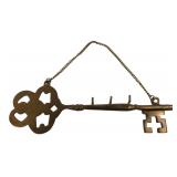 Brass Skeleton Key Wall Hook 9.5 in