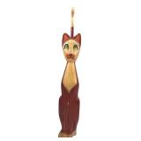 Tall Carved Wood Painted Cat Figurine