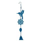 Blue Metal Hummingbird & Bell Wind Chime
