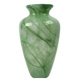 Green Swirled Art Glass Vase 12 in