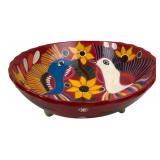 Xalitla Painted Clay Fruit Bowl 9.5x10"