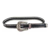 Black Croc Embossed Rhinestone Western Belt SM