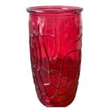 Ruby Red Pressed Glass Cylinder Vase